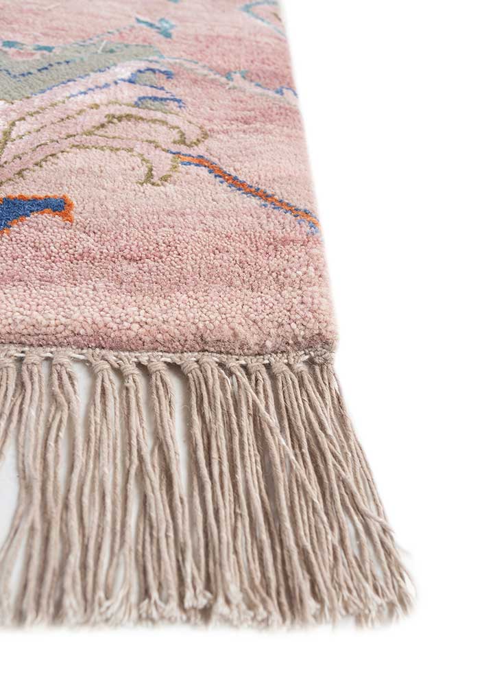 manchaha pink and purple wool and bamboo silk hand knotted Rug - Corner