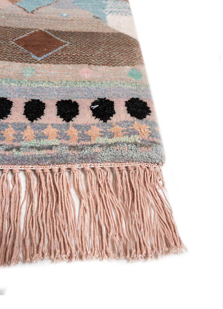 manchaha pink and purple wool and bamboo silk hand knotted Rug - Corner
