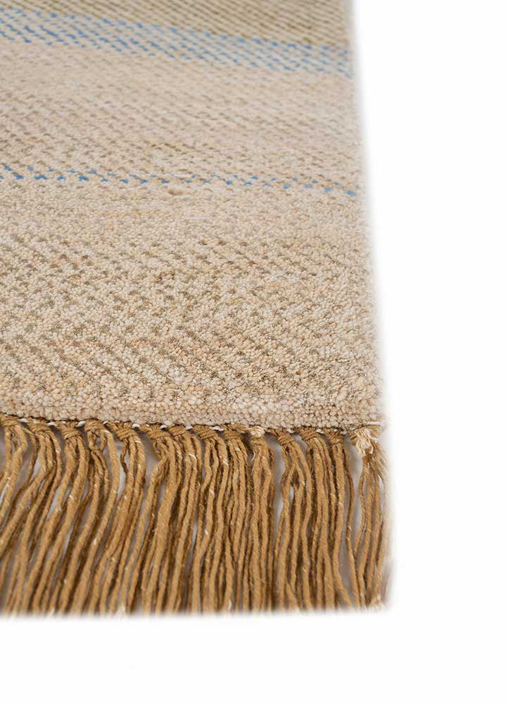 manchaha ivory wool and bamboo silk hand knotted Rug - Corner