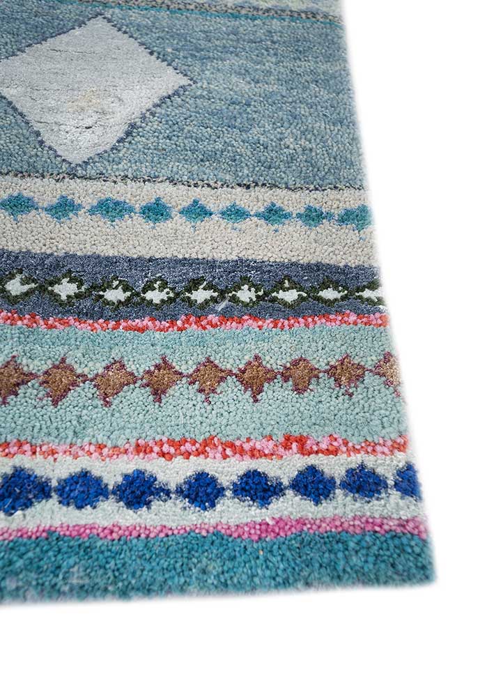 manchaha blue wool and bamboo silk hand knotted Rug - Corner