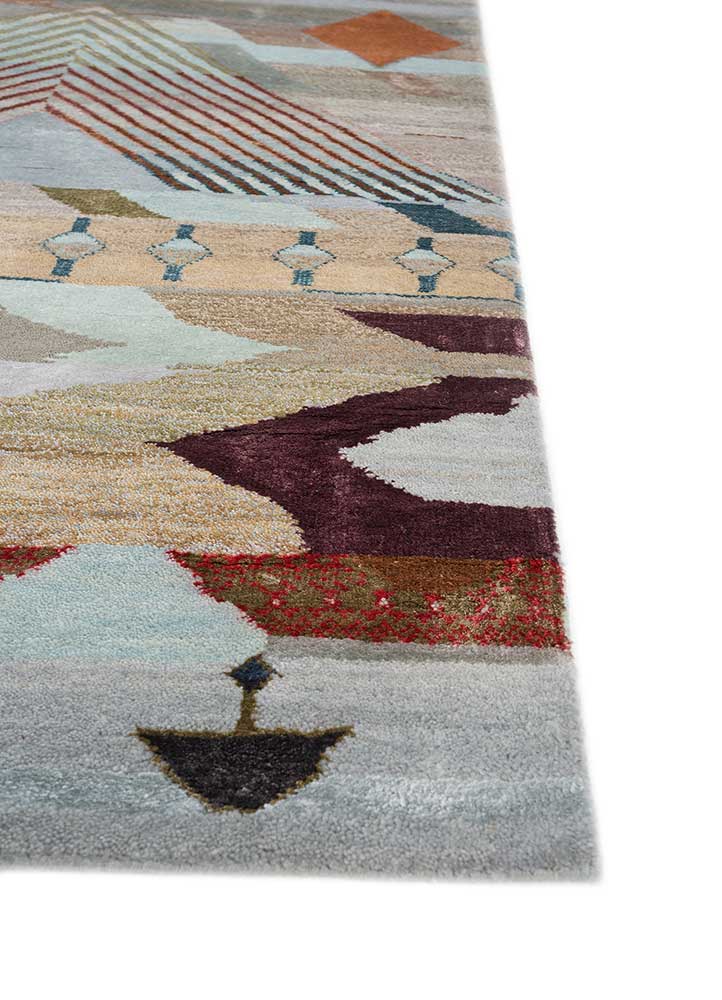 manchaha blue wool and bamboo silk hand knotted Rug - Corner
