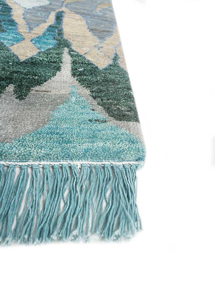 manchaha blue wool and bamboo silk hand knotted Rug - Corner