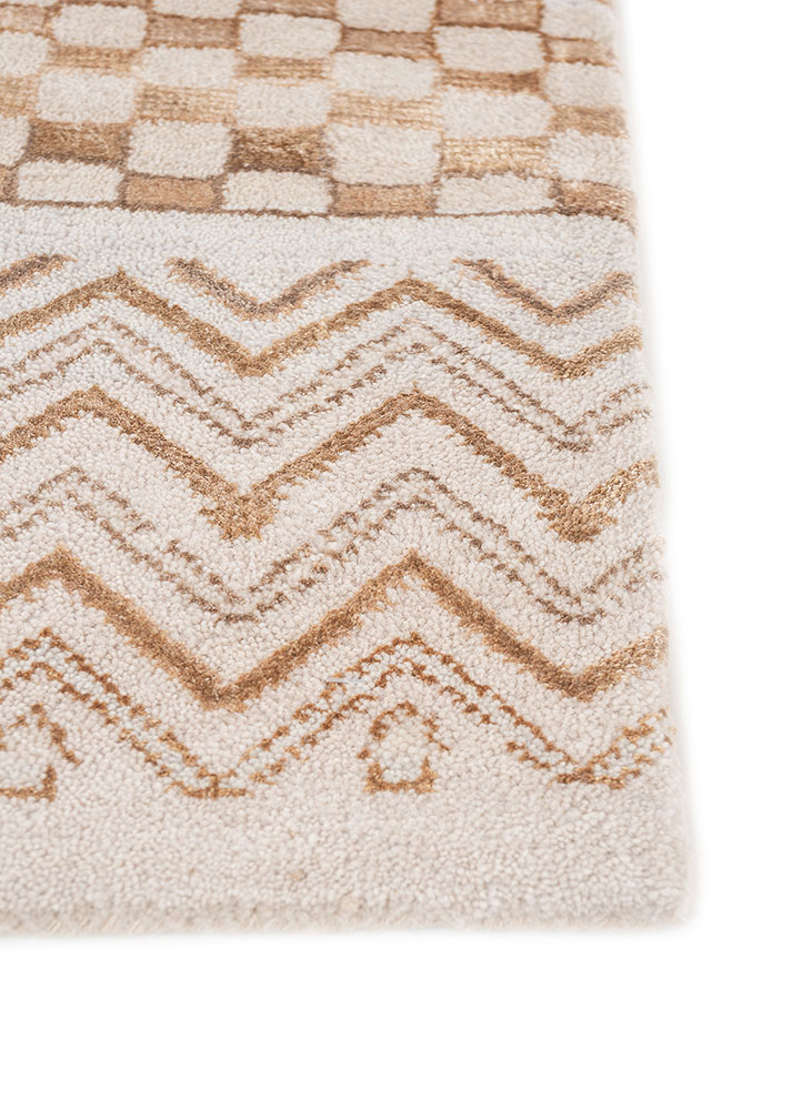 manchaha ivory wool and bamboo silk hand knotted Rug - Corner