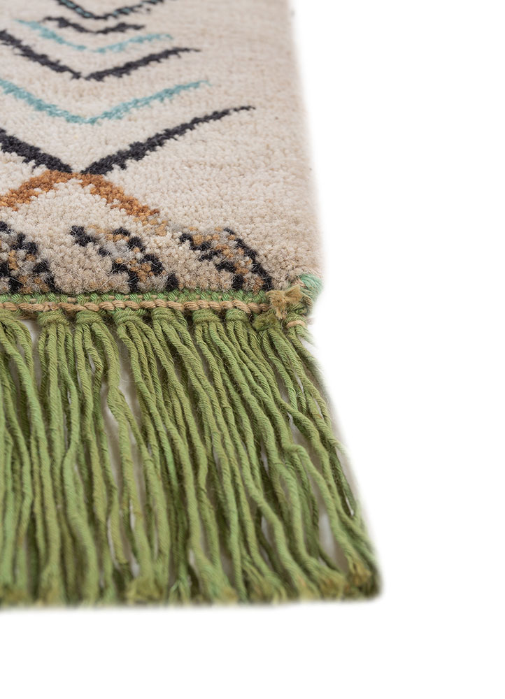 manchaha ivory wool and bamboo silk hand knotted Rug - Corner