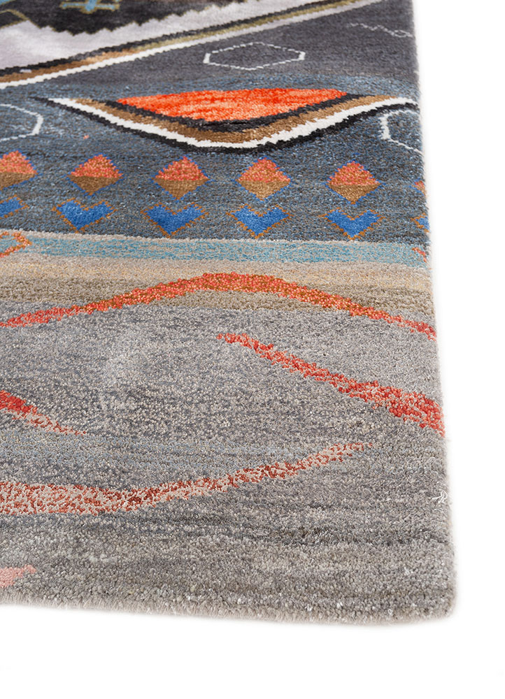 manchaha ivory wool and bamboo silk hand knotted Rug - Corner