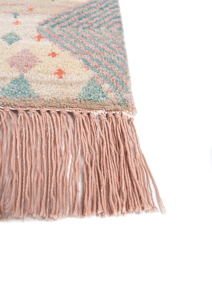 manchaha pink and purple wool and bamboo silk hand knotted Rug - Corner