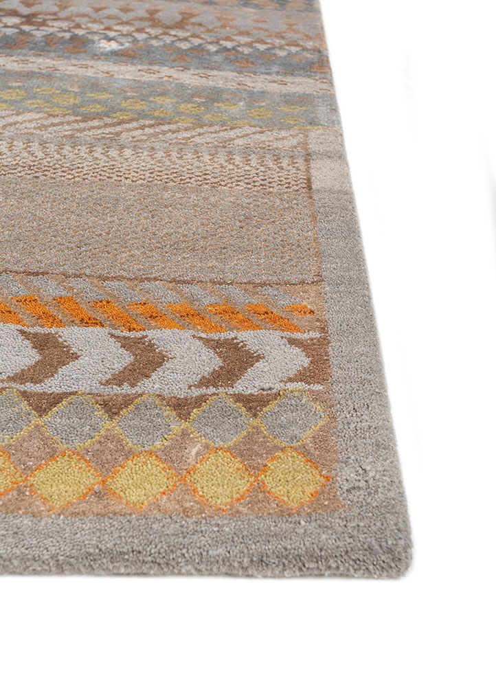manchaha grey and black wool and bamboo silk hand knotted Rug - Corner