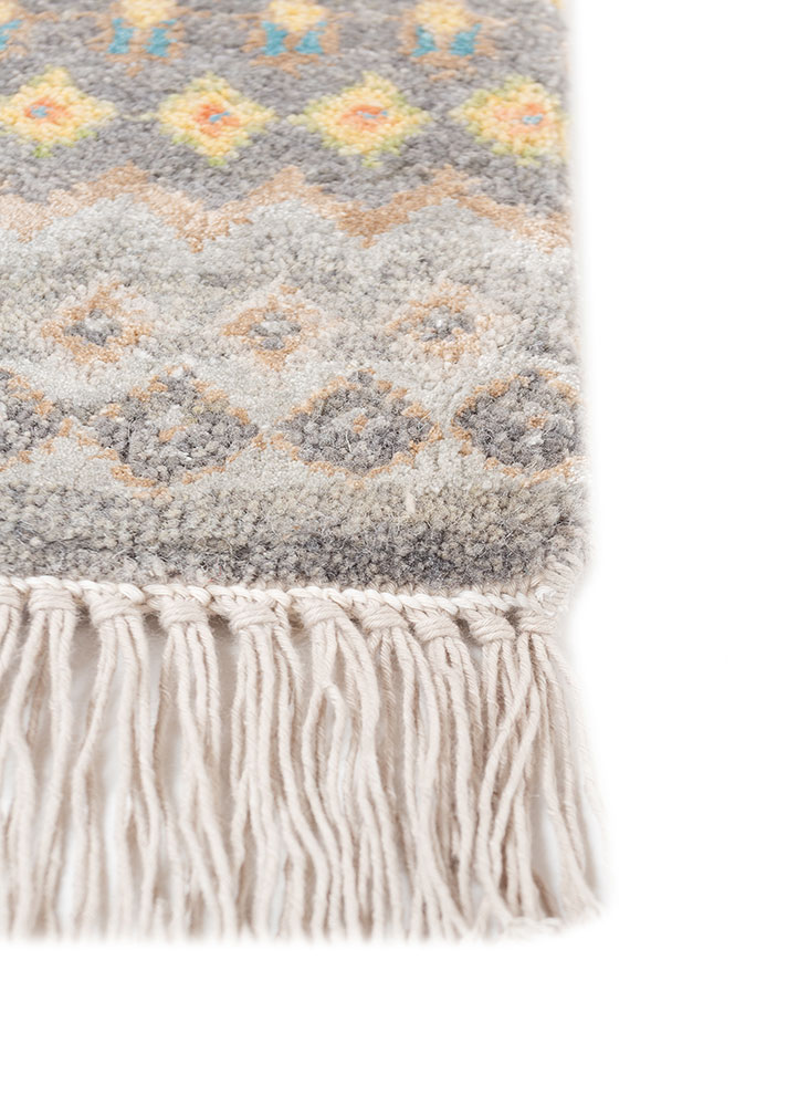 manchaha grey and black wool and bamboo silk hand knotted Rug - Corner