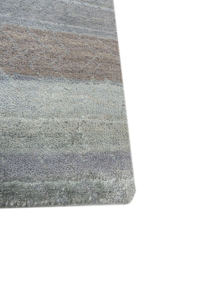 manchaha blue wool and bamboo silk hand knotted Rug - Corner
