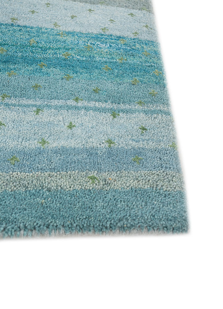 manchaha blue wool and bamboo silk hand knotted Rug - Corner