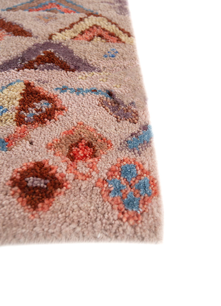 manchaha pink and purple wool and bamboo silk hand knotted Rug - Corner