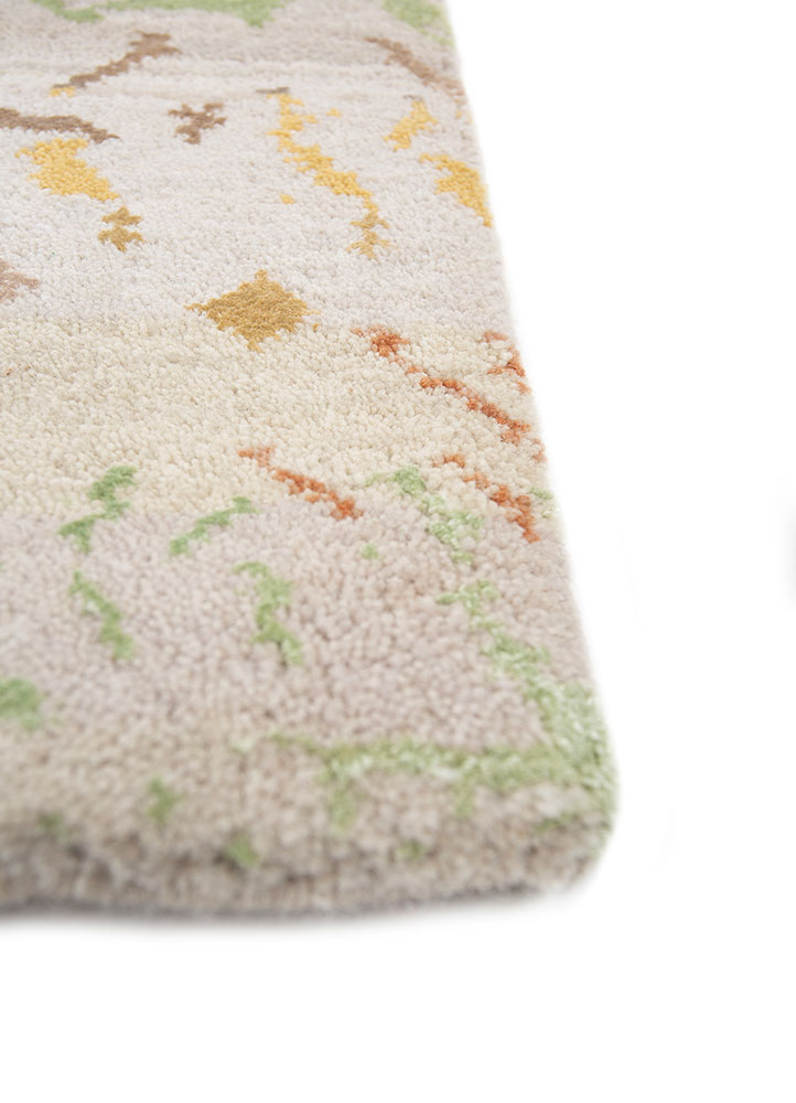 manchaha ivory wool and bamboo silk hand knotted Rug - Corner