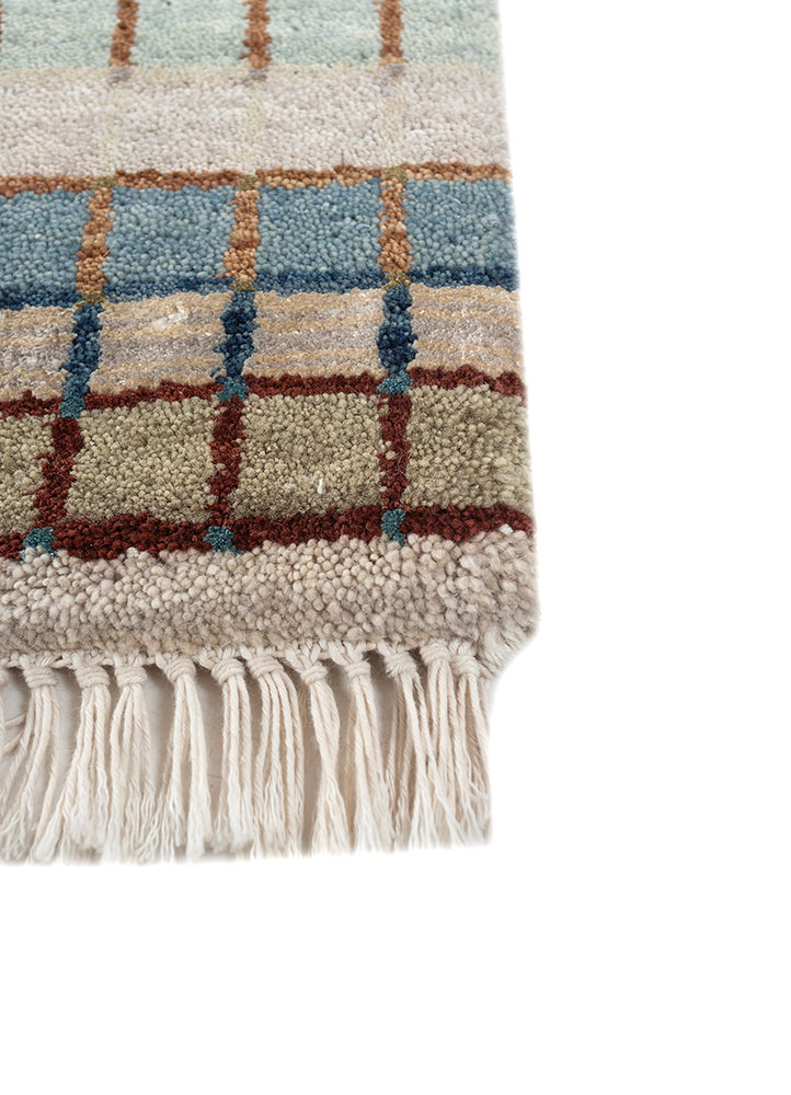 manchaha ivory wool and bamboo silk hand knotted Rug - Corner