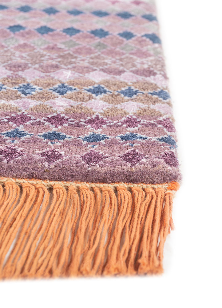 manchaha pink and purple wool and bamboo silk hand knotted Rug - Corner