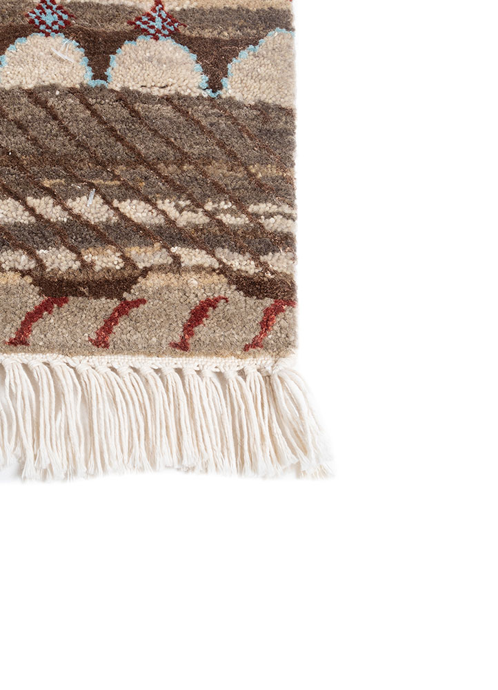 manchaha beige and brown wool and bamboo silk hand knotted Rug - Corner