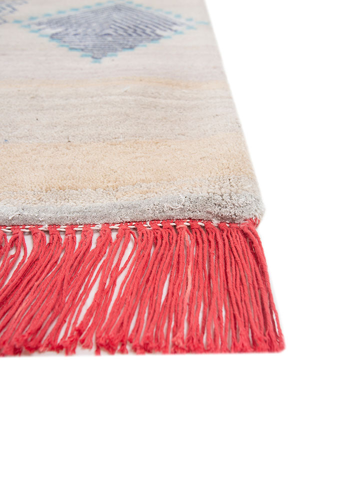 manchaha ivory wool and bamboo silk hand knotted Rug - Corner