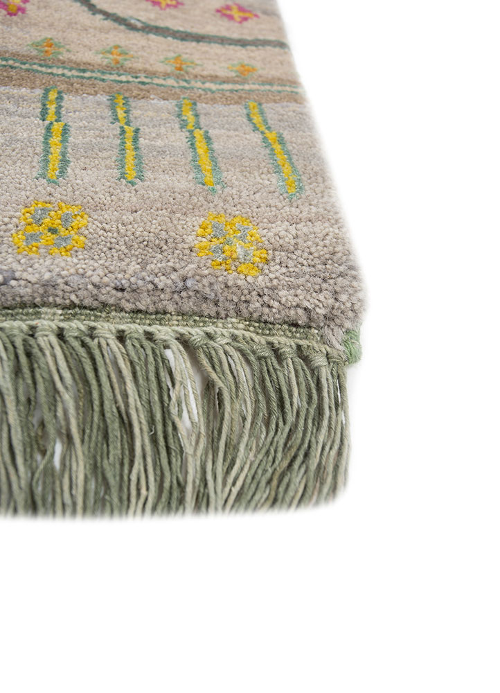 manchaha ivory wool and bamboo silk hand knotted Rug - Corner