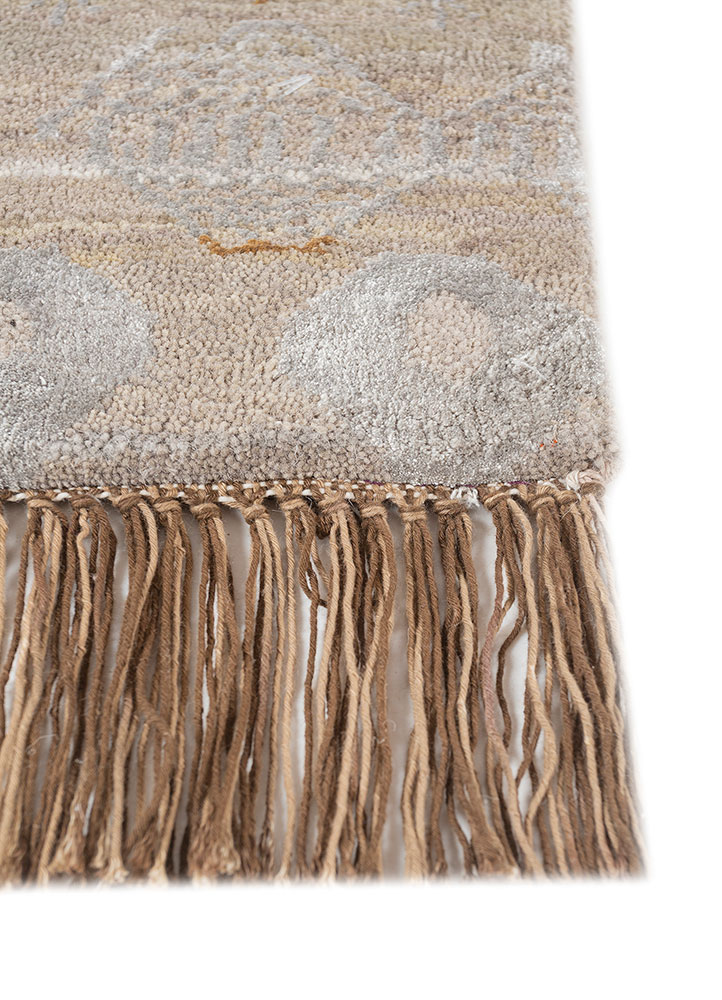 manchaha grey and black wool and bamboo silk hand knotted Rug - Corner