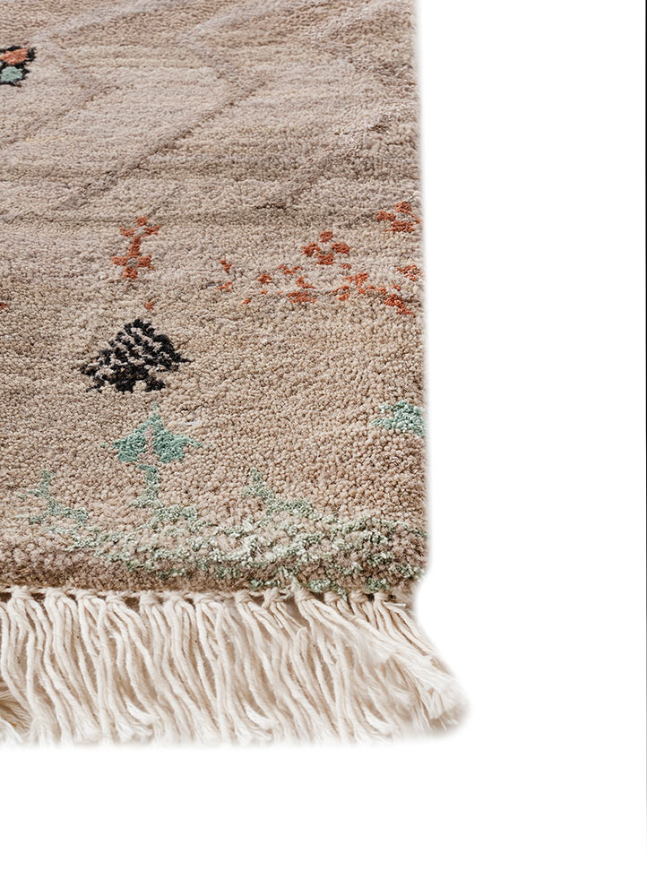 manchaha beige and brown wool and bamboo silk hand knotted Rug - Corner