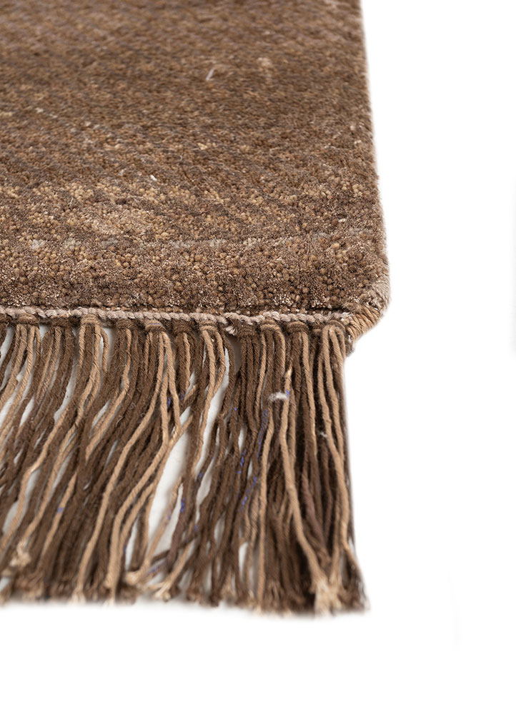 manchaha beige and brown wool and bamboo silk hand knotted Rug - Corner