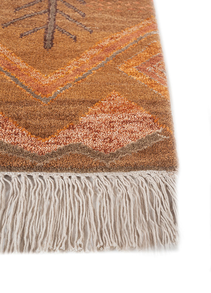 manchaha beige and brown wool and bamboo silk hand knotted Rug - Corner