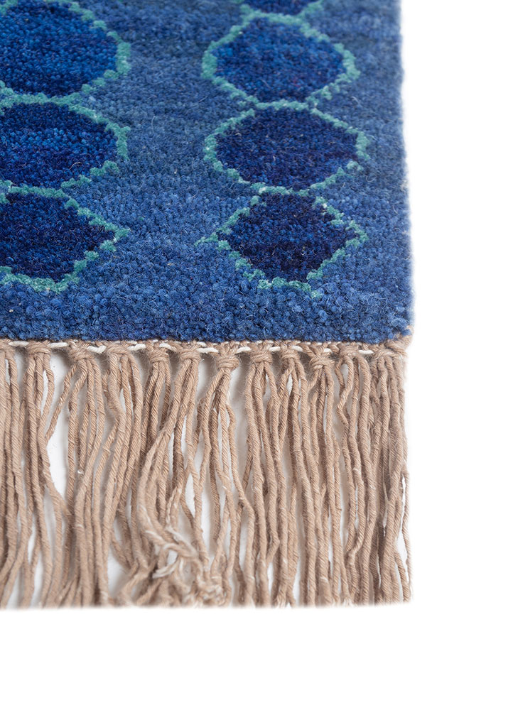 manchaha blue wool and bamboo silk hand knotted Rug - Corner