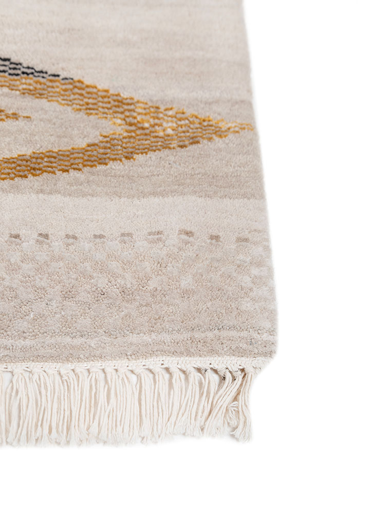 manchaha ivory wool and bamboo silk hand knotted Rug - Corner