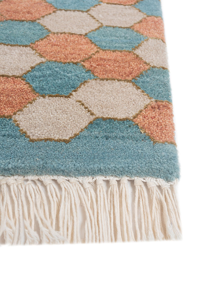 manchaha blue wool and bamboo silk hand knotted Rug - Corner