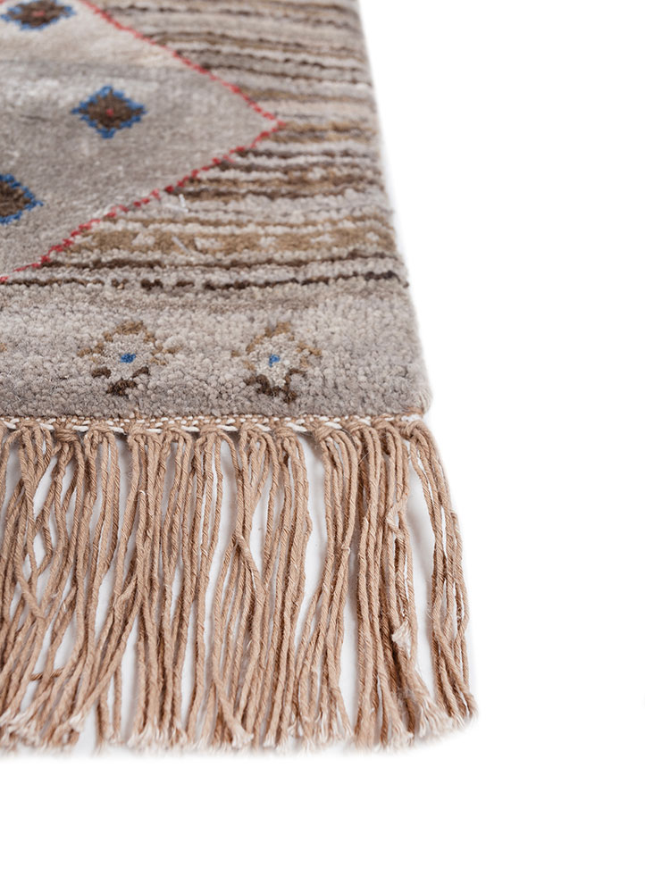manchaha beige and brown wool and bamboo silk hand knotted Rug - Corner