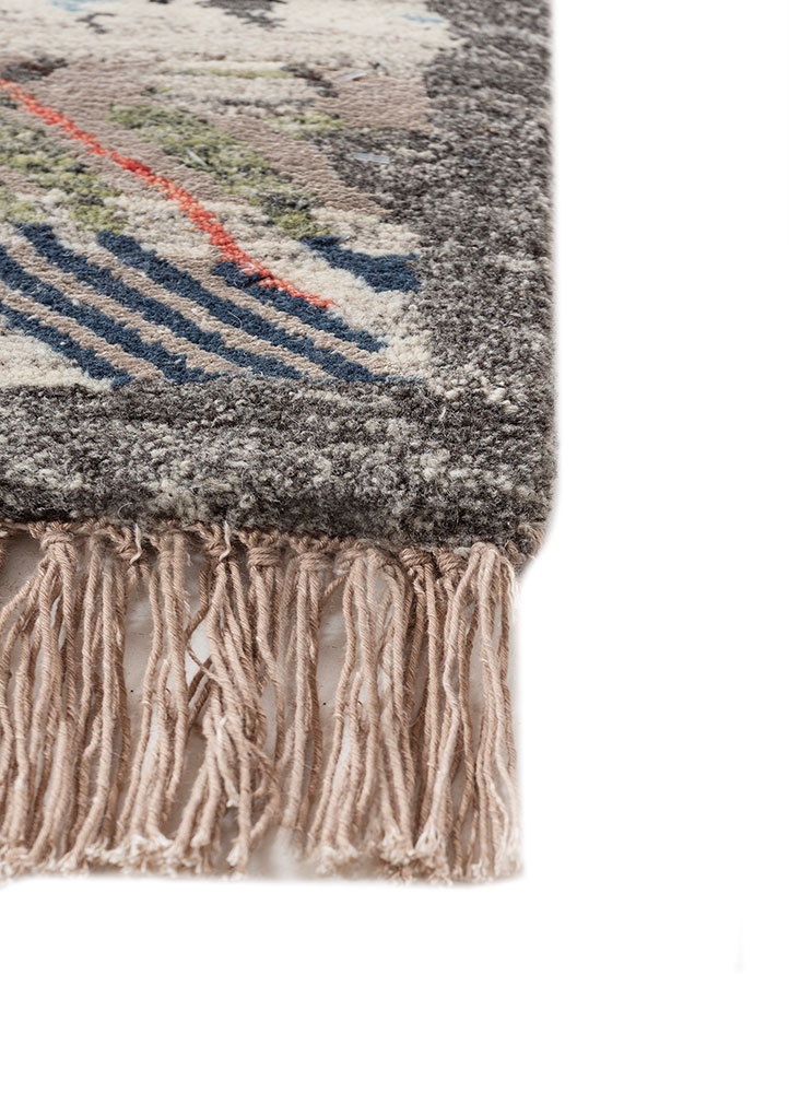 manchaha grey and black wool and bamboo silk hand knotted Rug - Corner