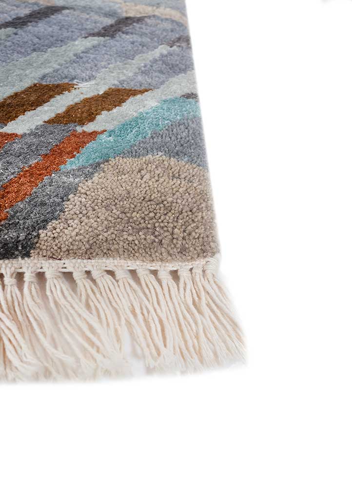 manchaha blue wool and bamboo silk hand knotted Rug - Corner