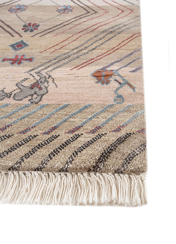 manchaha ivory wool and bamboo silk hand knotted Rug - Corner