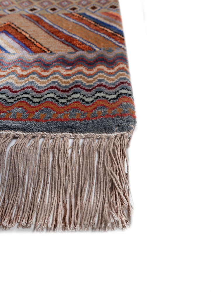 manchaha blue wool and bamboo silk hand knotted Rug - Corner