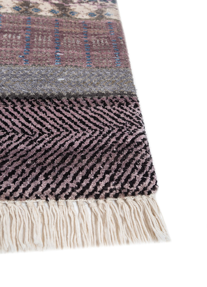 manchaha grey and black wool and bamboo silk hand knotted Rug - Corner