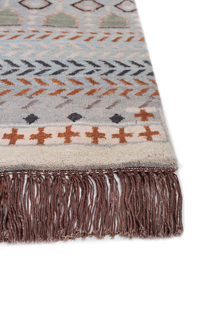 manchaha blue wool and bamboo silk hand knotted Rug - Corner