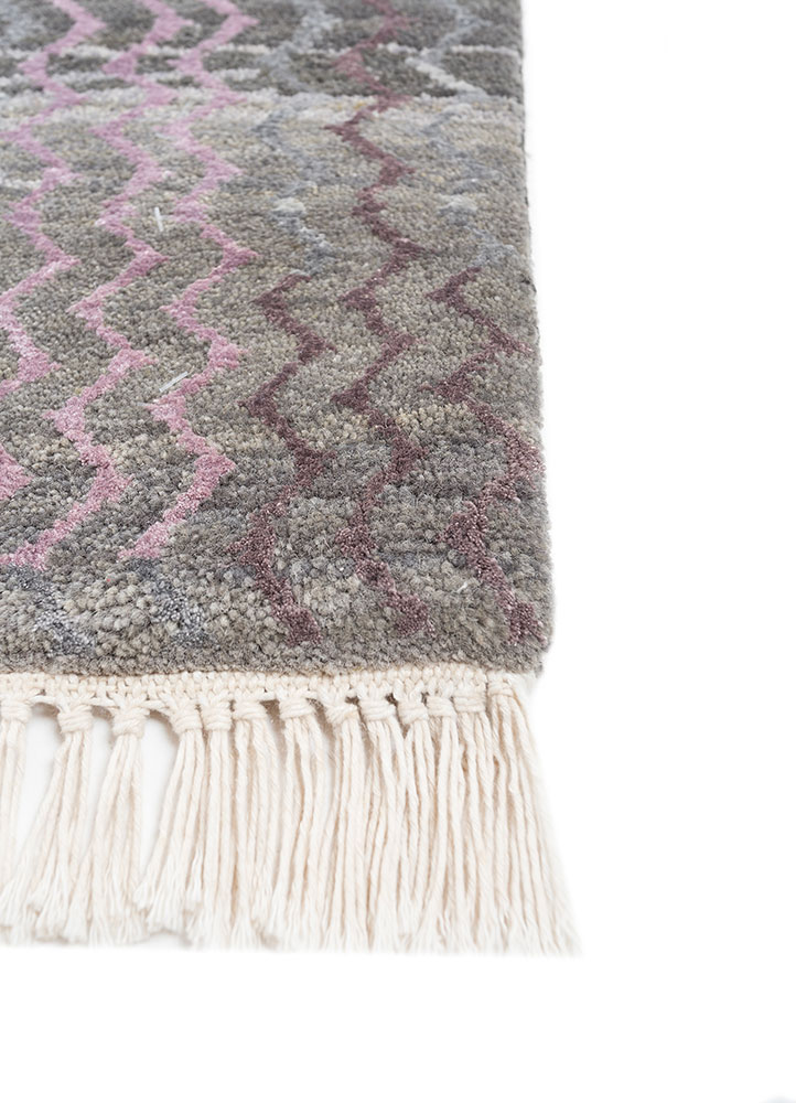 manchaha grey and black wool and bamboo silk hand knotted Rug - Corner