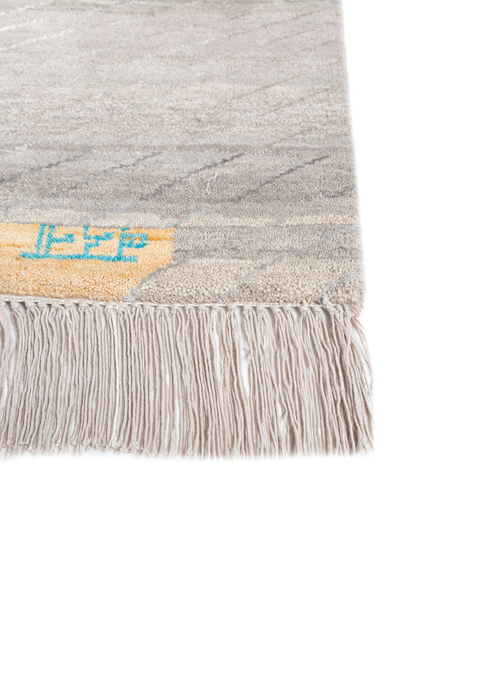 manchaha grey and black wool and bamboo silk hand knotted Rug - Corner