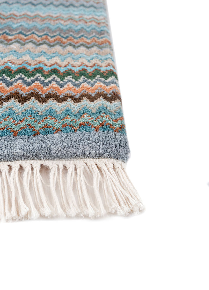manchaha blue wool and bamboo silk hand knotted Rug - Corner