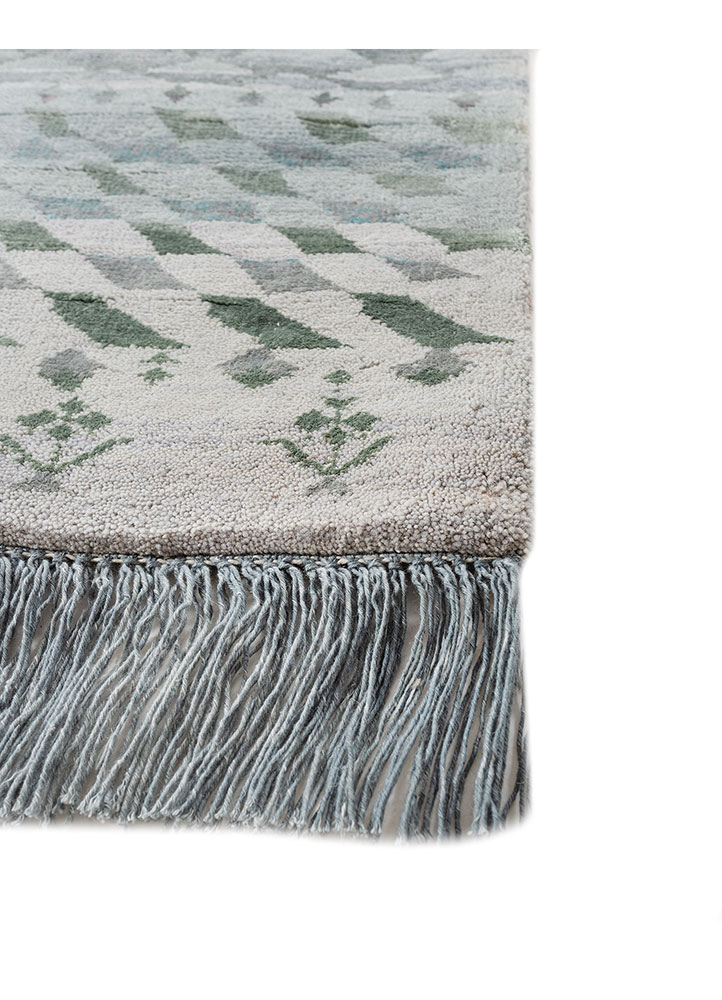 manchaha blue wool and bamboo silk hand knotted Rug - Corner