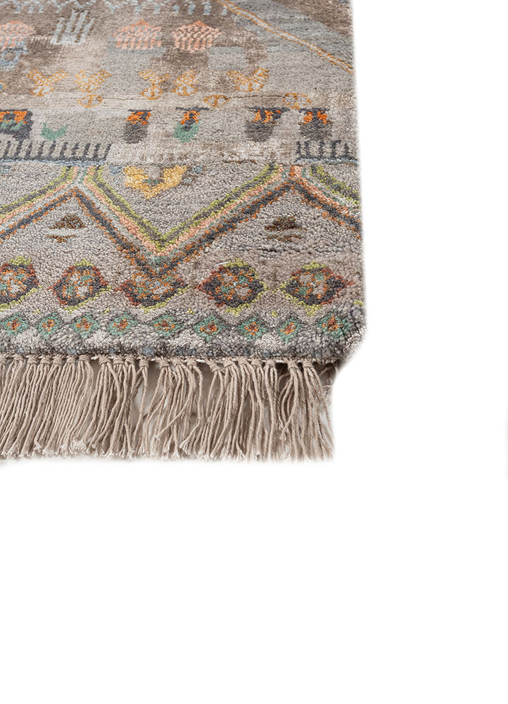 manchaha grey and black wool and bamboo silk hand knotted Rug - Corner