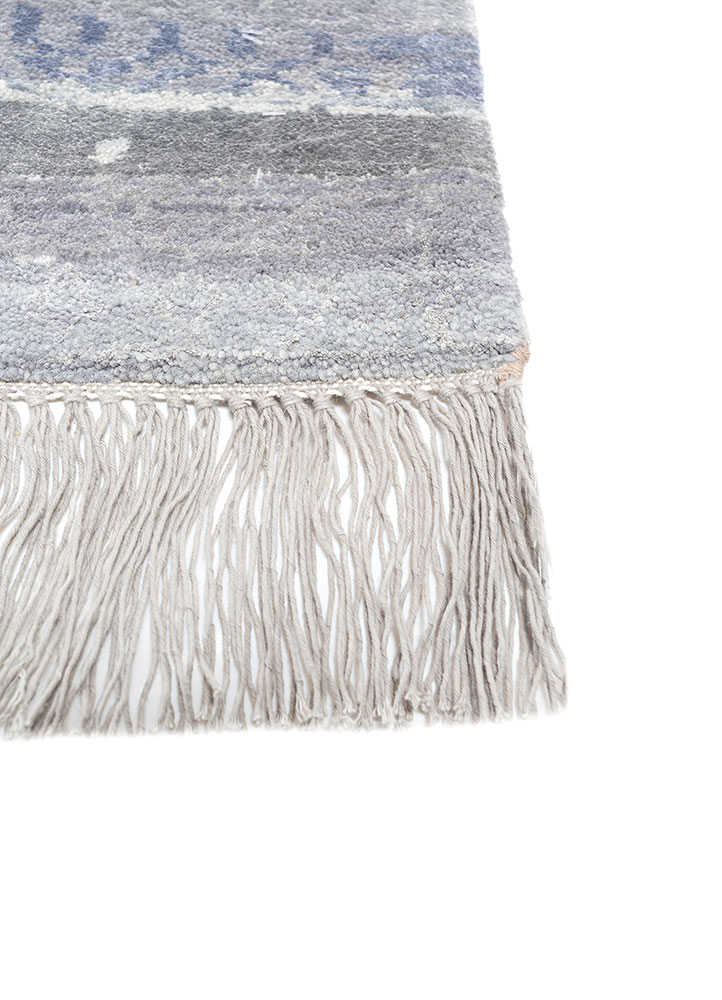 manchaha blue wool and bamboo silk hand knotted Rug - Corner