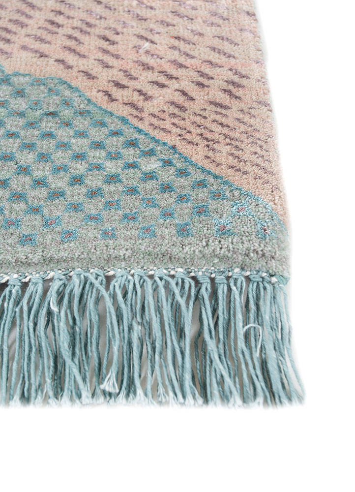 manchaha blue wool and bamboo silk hand knotted Rug - Corner