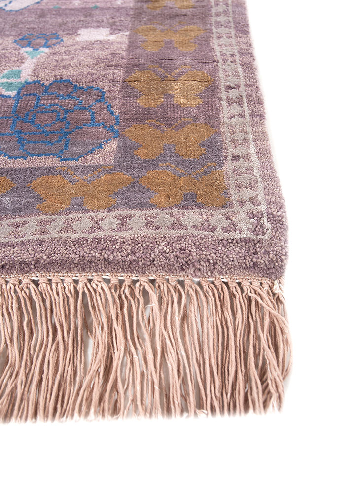 manchaha blue wool and bamboo silk hand knotted Rug - Corner