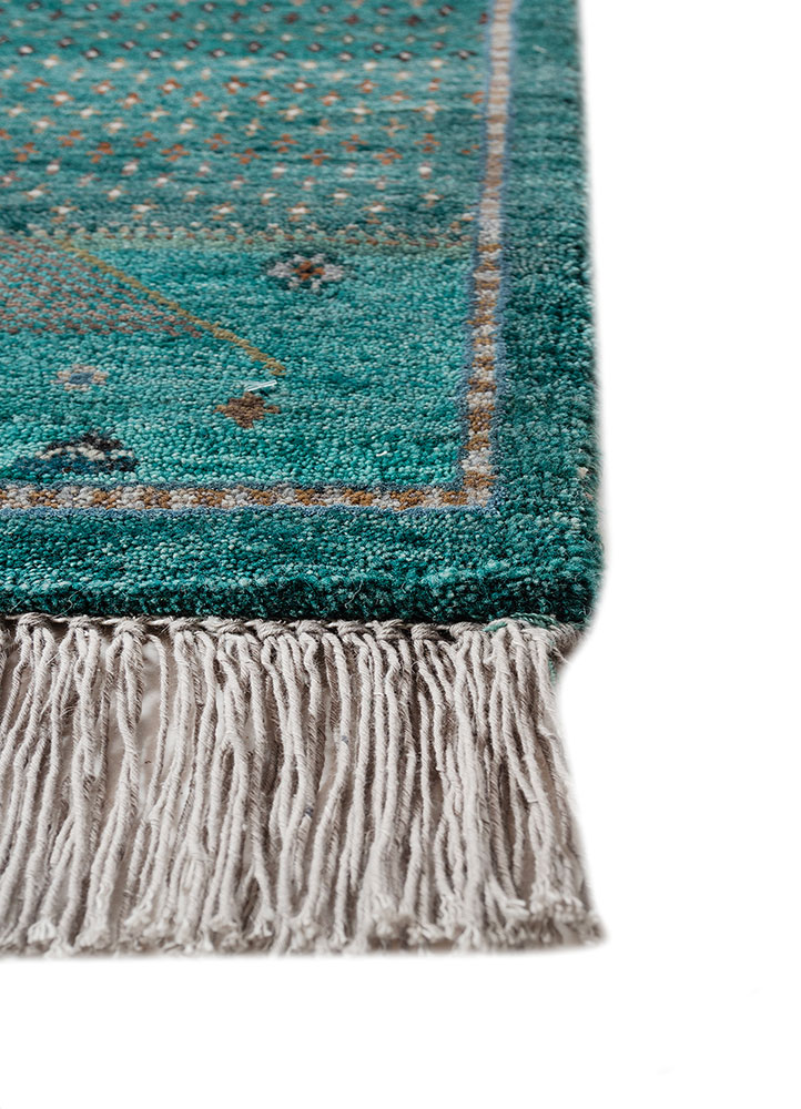 manchaha blue wool and bamboo silk hand knotted Rug - Corner