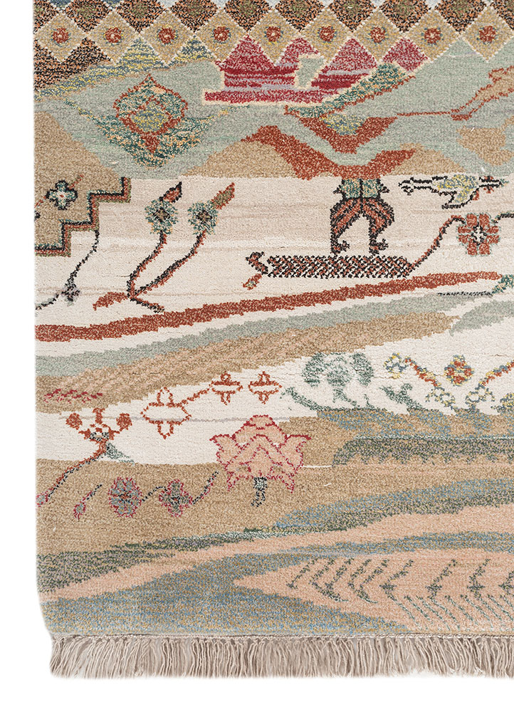 manchaha blue wool and bamboo silk hand knotted Rug - Corner