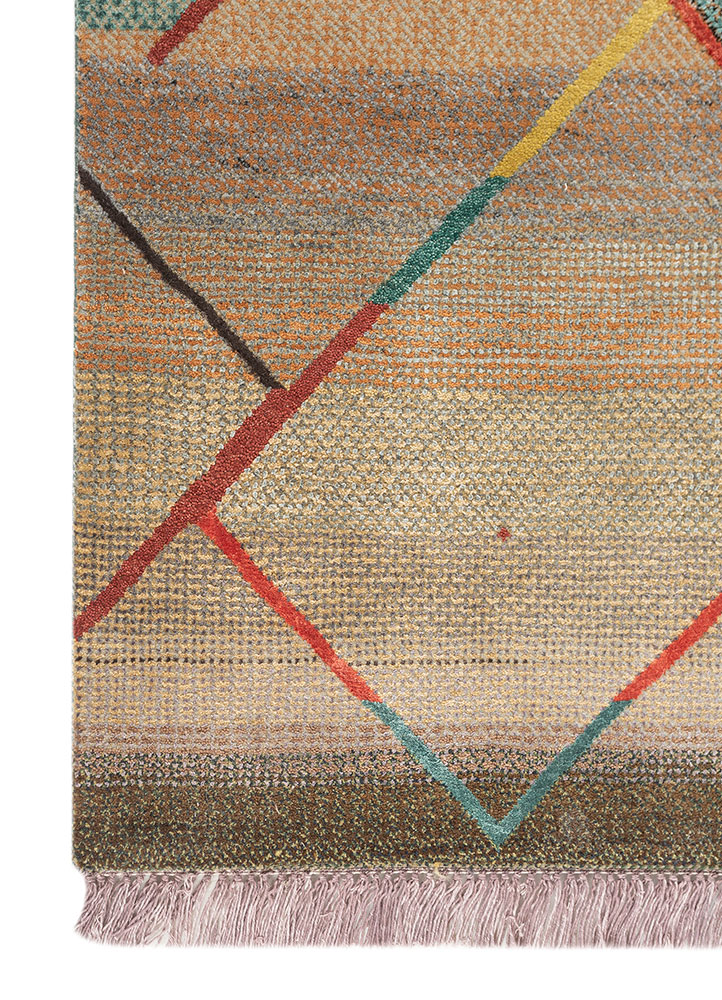 manchaha blue wool and bamboo silk hand knotted Rug - Corner
