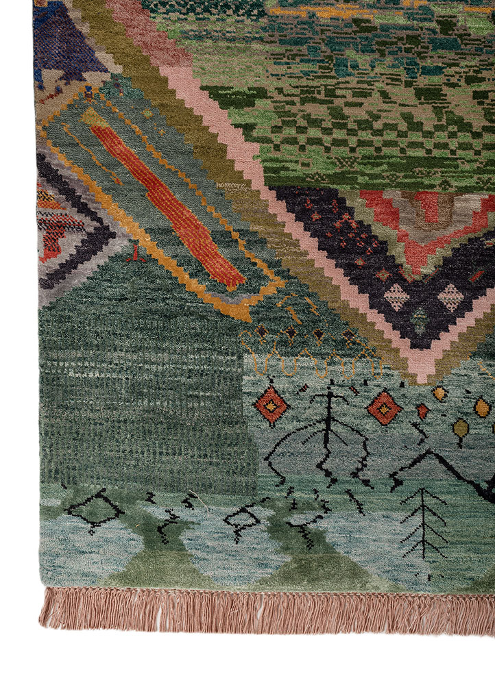 manchaha grey and black wool and bamboo silk hand knotted Rug - Corner