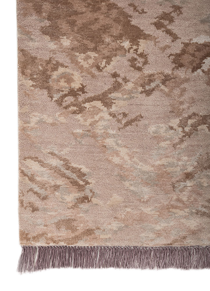 manchaha pink and purple wool and bamboo silk hand knotted Rug - Corner
