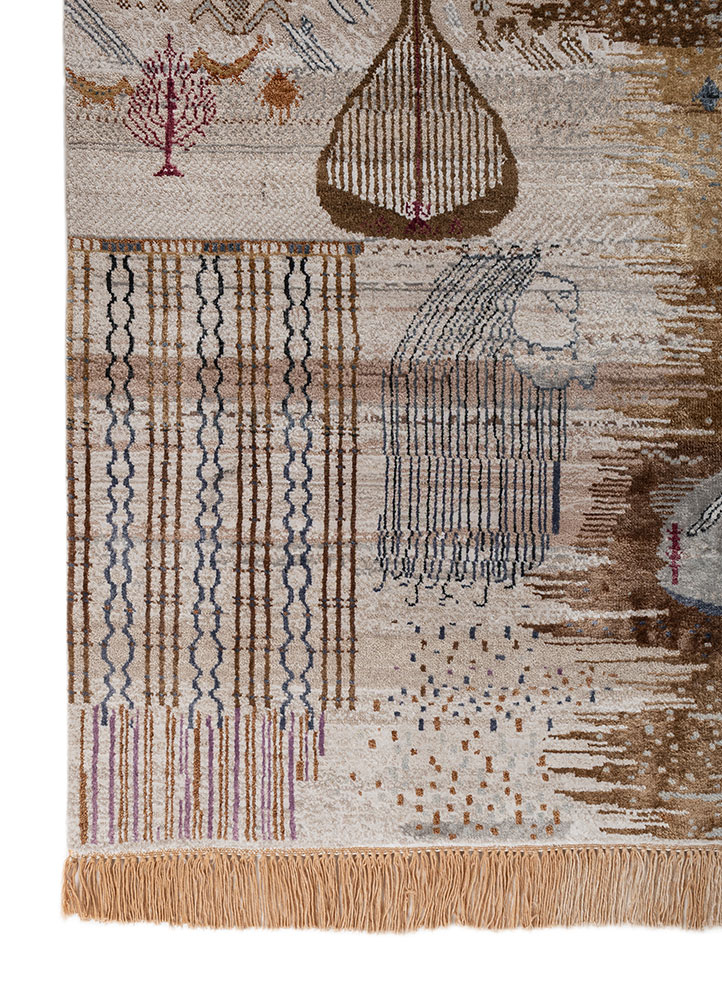 manchaha blue wool and bamboo silk hand knotted Rug - Corner