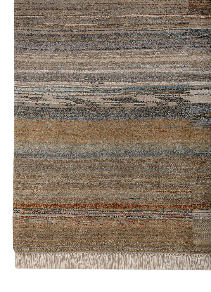 manchaha gold wool and bamboo silk hand knotted Rug - Corner